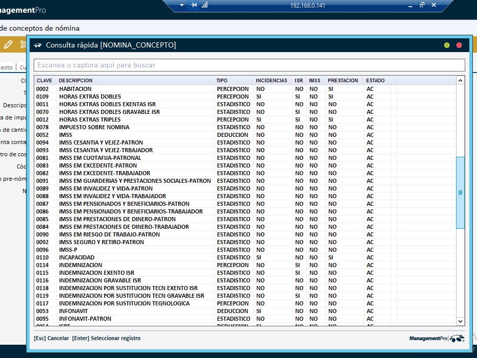 CATALOGO DE CONCEPTOS DE NOMINA 180214 CATALOGO DE CONCEPTOS DE NOMINA 180214