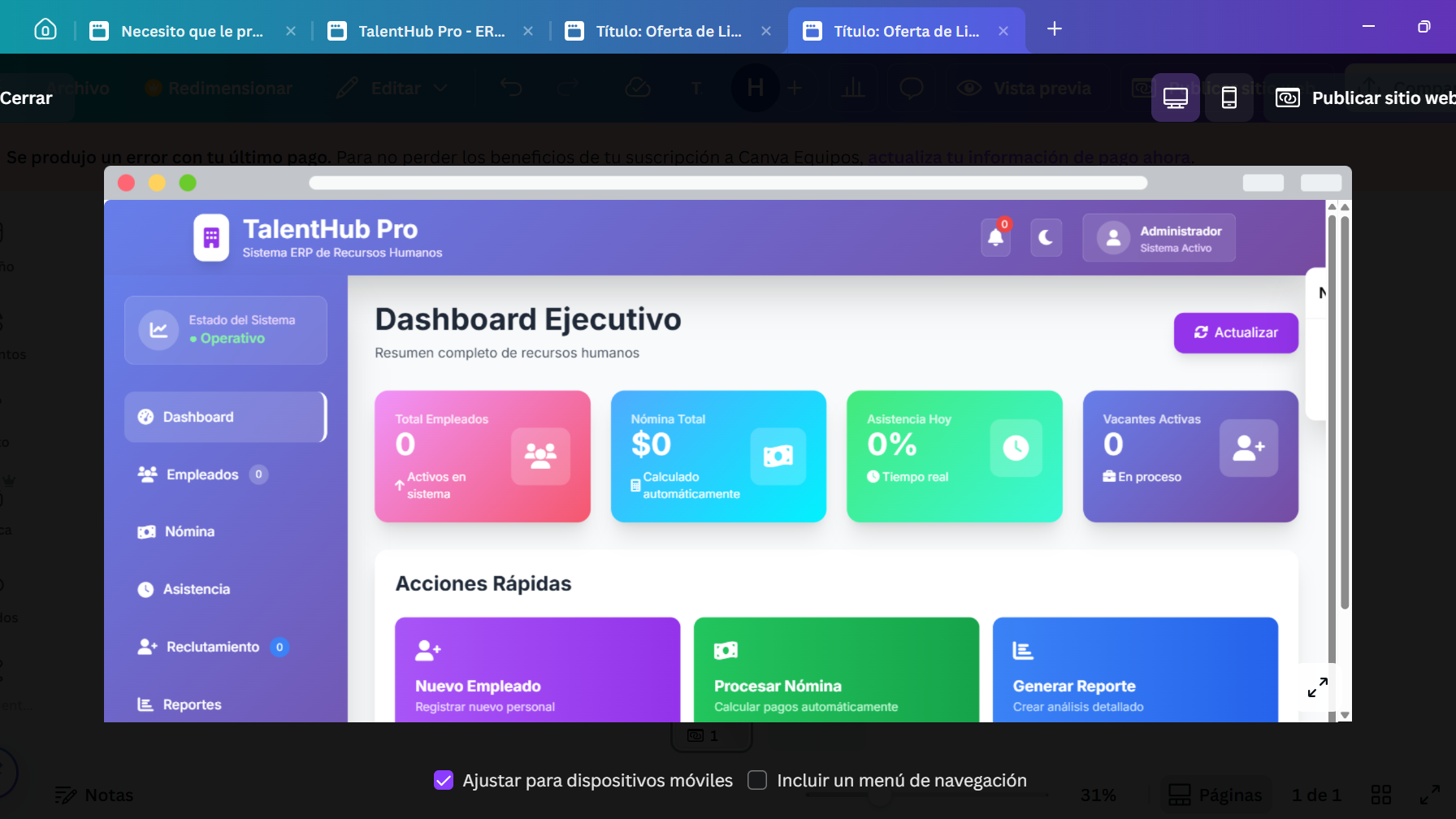  Sistema Completo de Gestin de RRHH - TalentHub Pro