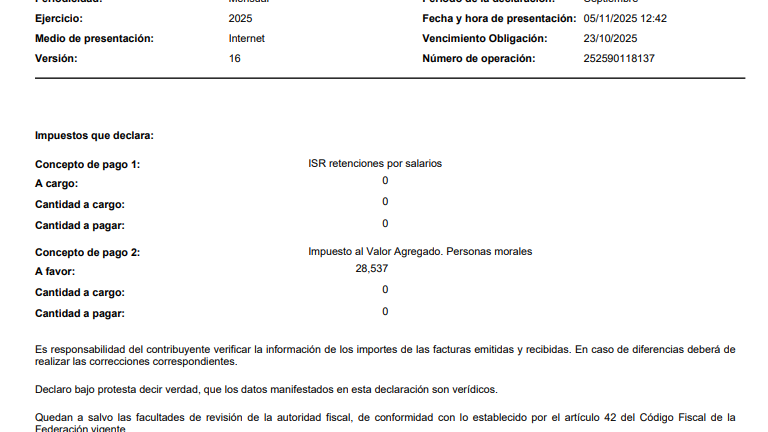 Declaraciones mensuales de impuesto